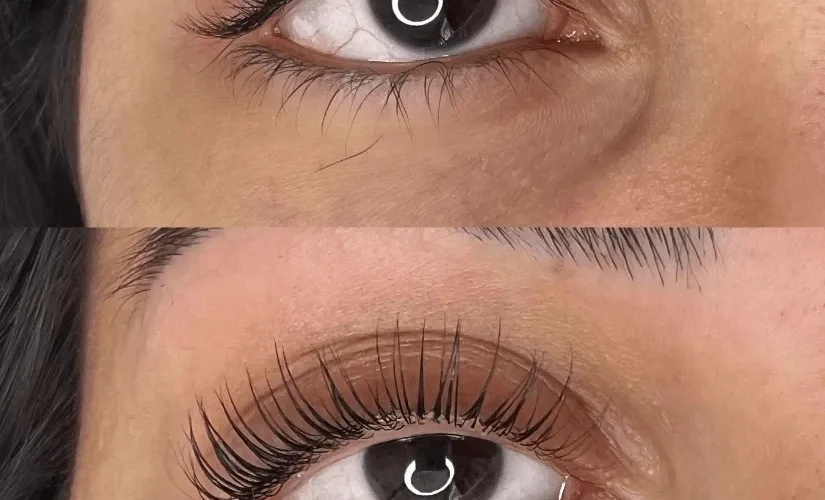 Lash lift before and after